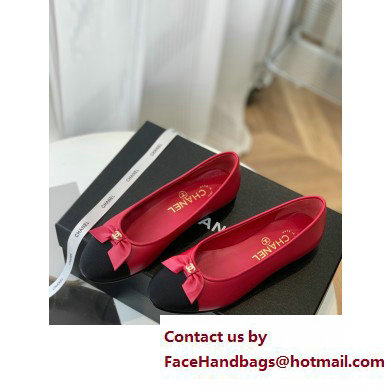 Chanel Lambskin  &  Patent Calfskin Black/RED Ballerinas G39999 2023